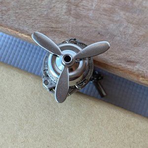 Tie Tack Lapel Pin FATHER’S DAY Silver Airplane Propeller NEW